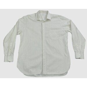 Ermenegildo Zegna Men's Dress Shirt Size 43 17 Beige Striped Long Sleeve -Flaws